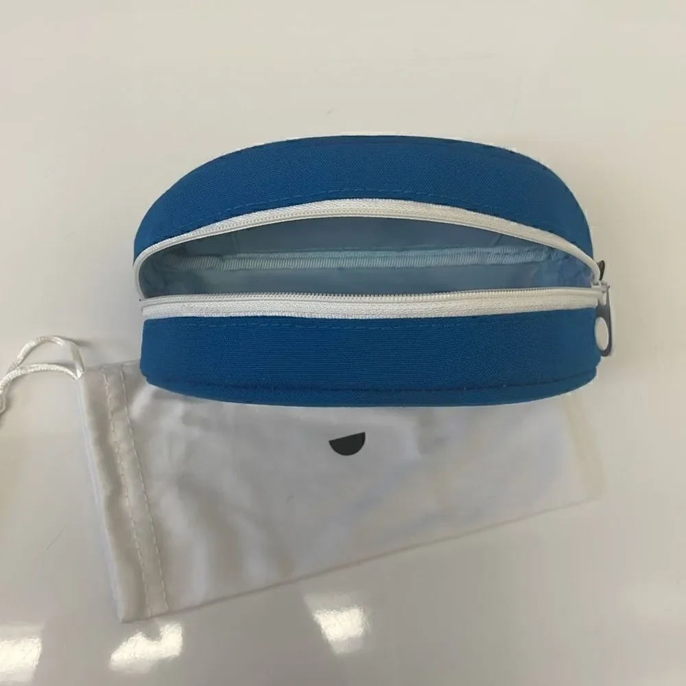 Oliver Peoples Blue Zippered Sunglasses Case with Cloth Dust-bag